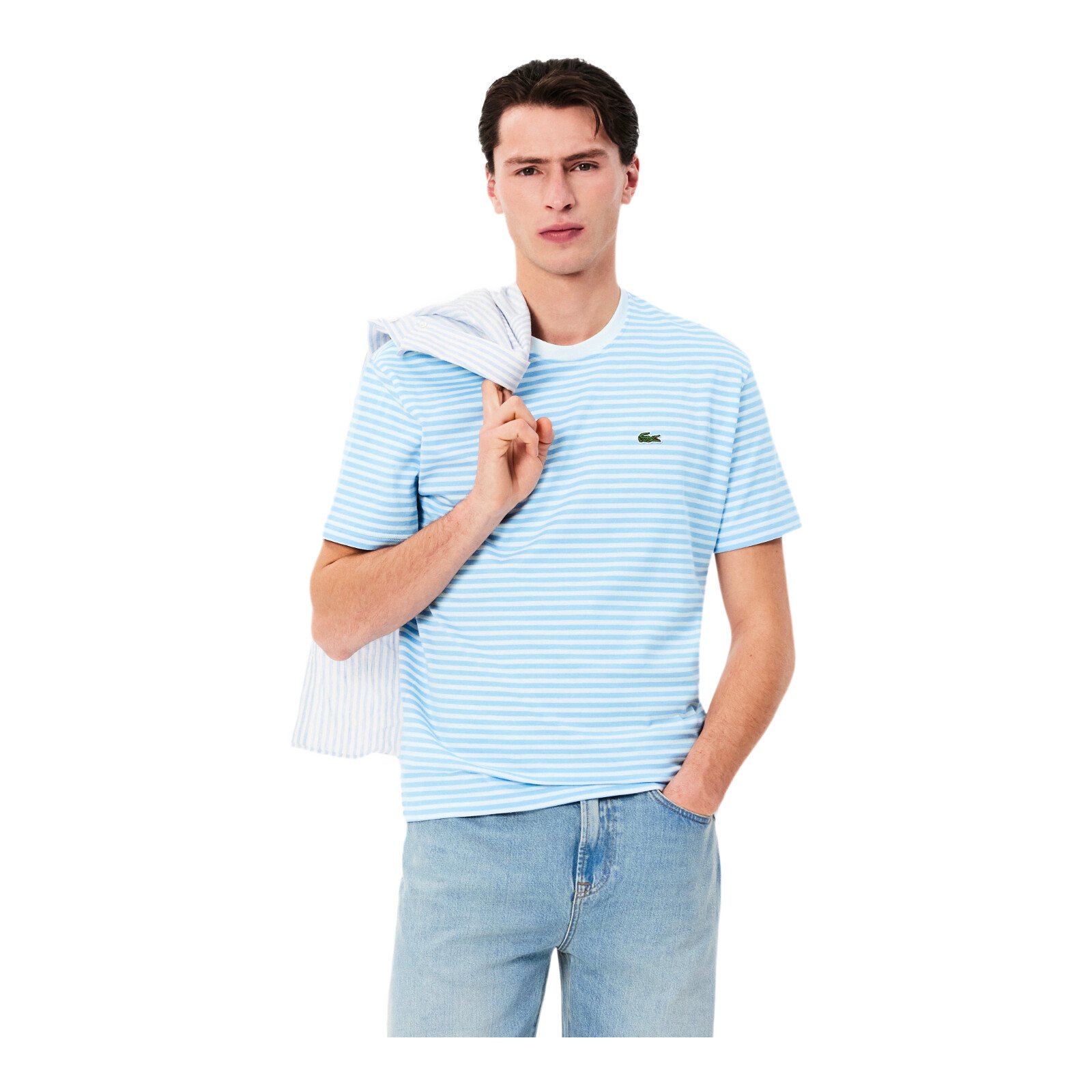 Koszulka męska Lacoste Striped Heavy Cotton T-shirt White/Overview XL