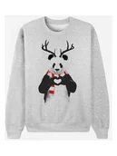 Bluzy damskie - WOOOP Bluza "Xmas Panda" w kolorze szarym - miniaturka - grafika 1