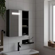 Toaletki - vidaXL Szafka łazienkowa z lustrem i LED, czarna, 45x13x52 cm - miniaturka - grafika 1