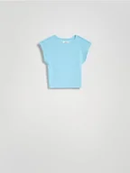 Koszulki i topy damskie - Reserved - T-shirt z modalem - turkusowy - miniaturka - grafika 1