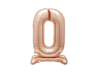 Balony i akcesoria - Balon foliowy stojący cyfra 0 różowe złoto - 76 cm - 1szt. - miniaturka - grafika 1