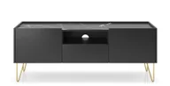 Szafki RTV - Minio, szafka pod TV, "Haga" 144 cm, kolor czarny grafit / czarny marmur - miniaturka - grafika 1