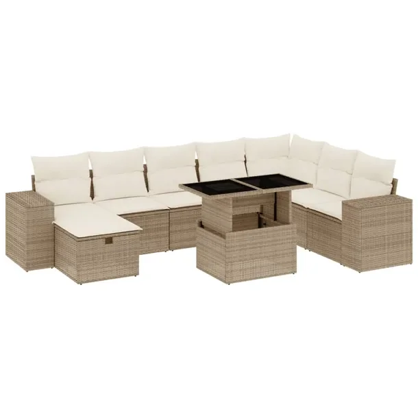 Zestaw mebli ogrodowych beżowy z rattanu PE, wymiary: 62x62x69 cm, 55x62x6