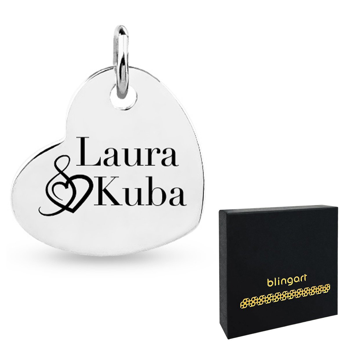 Srebrna zawieszka z GRAWEREM serce blaszka SREBRO