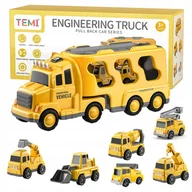 Zabawki zdalnie sterowane - 2x ZESTAW SAMOCHODZIKÓW DO TRANSPORTU CIĘŻARÓWKA KOPARKA SPYCHACZ DŹWIG MIK - miniaturka - grafika 1