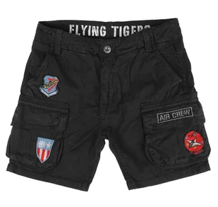 spodnie bojówki krótkie ALPHA INDUSTRIES - FLYING TIGERS SHORT BLACK -32 - Spodnie męskie - miniaturka - grafika 1