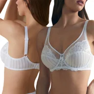 Biustonosze - Biustonosz z Koronki Miękki Szerokie Ramiączka Bardzo Wygodny Biały 95D - miniaturka - grafika 1