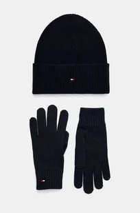 Tommy Hilfiger czapka i rękawiczki z domieszką kaszmiru kolor granatowy AW0AW17094 - Rękawiczki - miniaturka - grafika 1