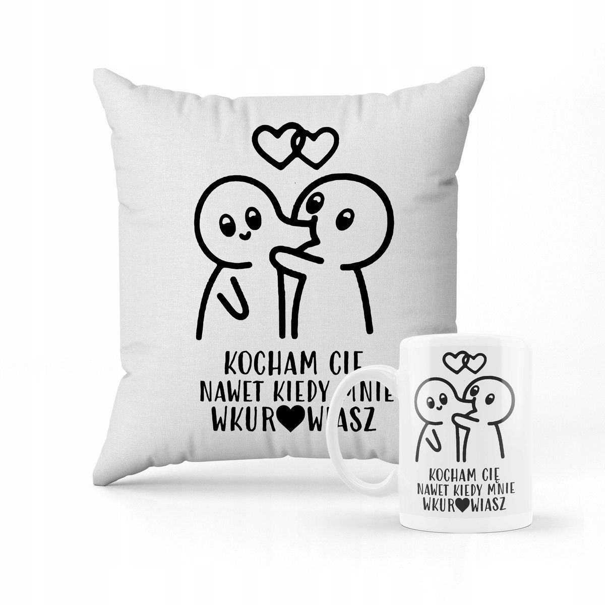 ZESTAW PODUSZKA + KUBEK PREZENT NA WALENTYNKI DLA PAR KOCHAM CIĘ LOVE #25