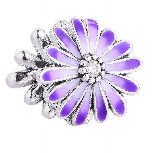 Charms Fioletowy Kwiatek Flower srebro 925