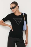 Koszulki sportowe damskie - Guess t-shirt damski kolor czarny - miniaturka - grafika 1
