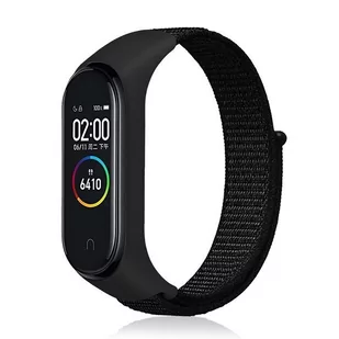 Opaska Pasek Bransoleta Nylon Xiaomi Mi Band 5 6 7 Czarna - Akcesoria do smartwatchy - miniaturka - grafika 1