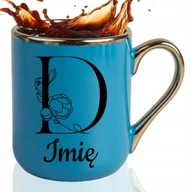 Kubki - KUBEK ELEGANT Niebieski Na Prezent Urodziny TWOJE IMIĘ INICJAŁY Wzory - miniaturka - grafika 1