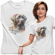 Koszulki i topy damskie - KOSZULKA DAMSKA Labrador MÓJ PIES Z IMIENIEM NADRUK PREZENT DLA NIEJ TSHIRT - miniaturka - grafika 1