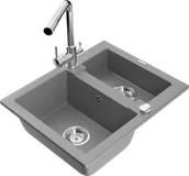Zlewozmywaki z baterią - Mexen Carlos zlewozmywak granitowy 1,5-komorowy z baterią kuchenną Duero, szary - 6518-71-671600-00 - miniaturka - grafika 1