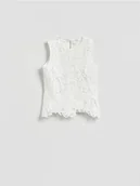 Bluzki damskie - Reserved - Ażurowa bluzka - biały - miniaturka - grafika 1