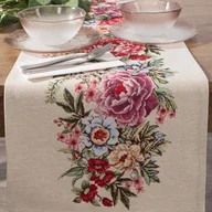 Obrusy i serwetki - Bieżnik obrus dekoracyjny gobelin GRIA 40x100 Eurofirany czerwony letnie kwiaty - miniaturka - grafika 1