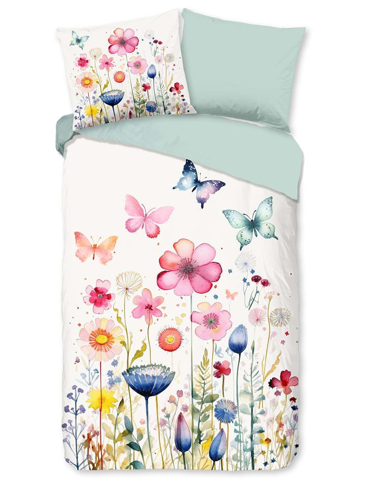 Pure Komplet pościeli w kolorze biało-zielonym z mikrofibry