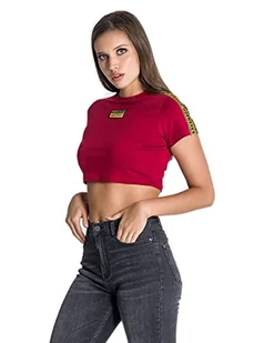 Gianni Kavanagh Damska koszulka bordowa Duo Tape Cropped Tee, Burgund, L - Koszulki i topy damskie - miniaturka - grafika 1
