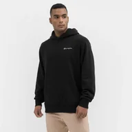 Bluzy sportowe męskie - Męska bluza dresowa nierozpinana z kapturem CHAMPION Hooded Sweatshirt - czarna - miniaturka - grafika 1
