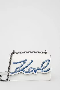 Torebki damskie - KARL Lagerfeld Lagerfeld torebka skórzana kolor biały - grafika 1