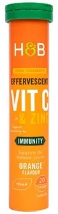 Holland & Barrett - Witamina C & Cynk, Pomarańcza, 20 tabletek musujących - Witaminy i minerały - miniaturka - grafika 1