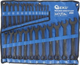 Geko Klucze płasko-oczkowe CRV-czarne 6-32mm 25el. 4 - Klucze i nasadki - miniaturka - grafika 1