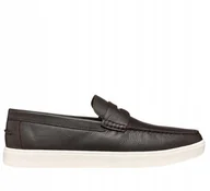 Mokasyny męskie - Geox Mokasyny Męskie Skórzane Brązowe Na Białej Podeszwie 42 J1A - miniaturka - grafika 1