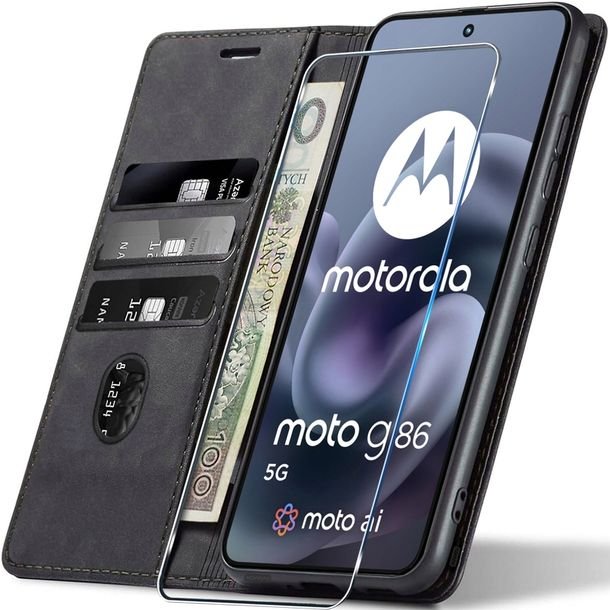 Etui Skórzane Na Magnes Do Motorola Moto G86 / G86 Power +szkło