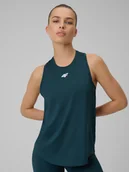 Koszulki sportowe damskie - 4F Top treningowy szybkoschnący damski - turkusowy XL - miniaturka - grafika 1
