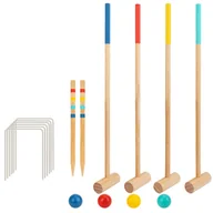 Zabawki i gry sportowe - Tooky Toy Drewniany Krykiet Gra Sportowa Ogrodowa Dla 4 Osób - miniaturka - grafika 1