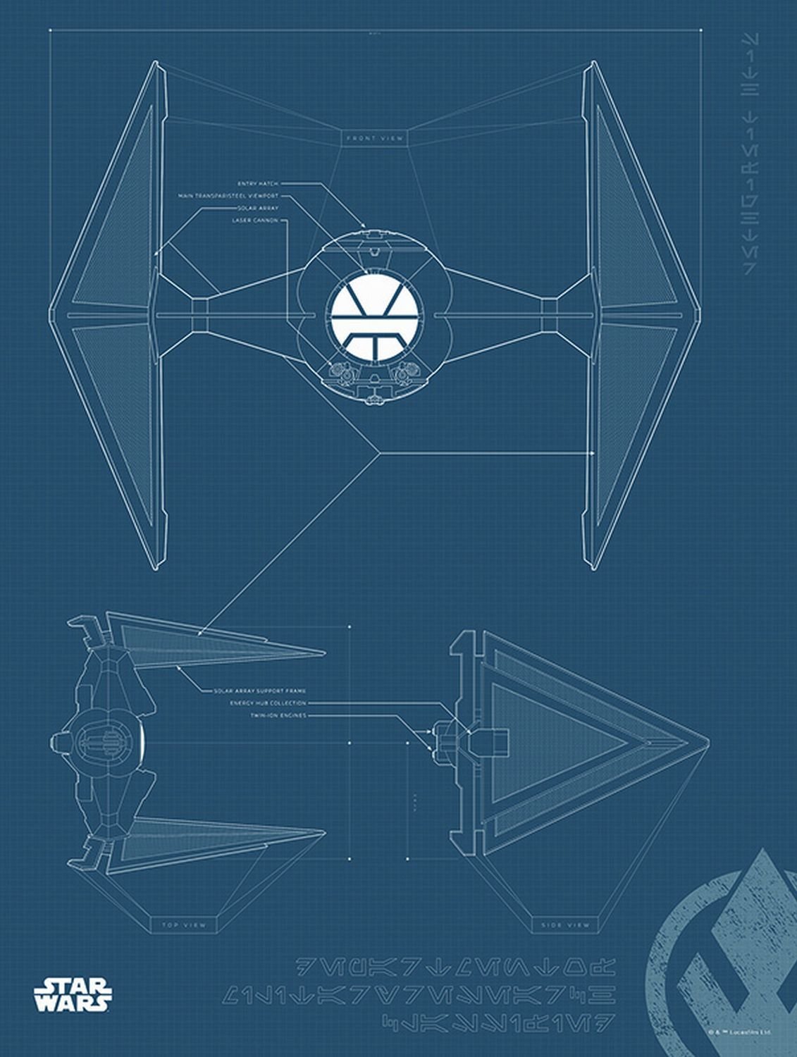 Disney plakat Plan Star Wars Sith TIE Fighter ciemnoniebieskim - 611683 - 30 x 40 cm
