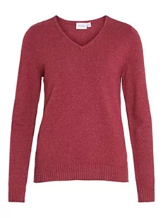 Vila Damski sweter Viril L/S z dekoltem w serek, Czerwony burak/szczegóły: ciemny melanż, XL - Swetry damskie - miniaturka - grafika 1