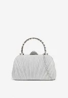 Torebki damskie - Srebrna Torebka na Ramię i do Ręki Typu Kopertówka Ozdobiona Brokatem Zarolita - miniaturka - grafika 1