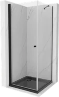 Kabiny prysznicowe - Mexen Pretoria kabina prysznicowa uchylna 100x100 cm, transparent, czarna + brodzik Flat, czarny - 852-100-100-70-00-4070B - miniaturka - grafika 1