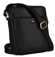 Torby męskie - Torebka męska klasyczna czarna listonoszka na ramię ze skóry naturalnej miejska funkcjonalna i pojemna PETERSON - miniaturka - grafika 1