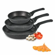 Zestawy garnków i patelni - Zestaw 3 patelni granitowych Konighoffer Black Blossom 20/24/28 cm i 5 miarek kuchennych - miniaturka - grafika 1