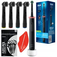 Końcówki do szczoteczek elektrycznych - Szczoteczka Oral-B Pro 3 3000 Cross Action Czarna + 4 końcówki Precision - miniaturka - grafika 1