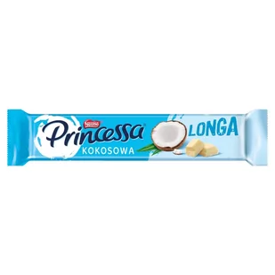 Princessa Longa Wafel przekładany kremem kokosowym oblany białą czekoladą 44 g - Batoniki - miniaturka - grafika 1