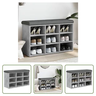 The Living Store Ławka na buty betonowa szara 82x32x50 cm Materiał drewnopochodny - Szafki na buty - miniaturka - grafika 1