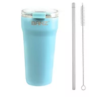 Kubki termiczne - Kubek termiczny 530ml metalowa słomka czyścik BANZ Aqua - miniaturka - grafika 1