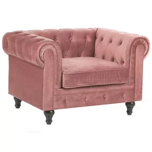 Beliani Fotel welurowy różowy CHESTERFIELD - Fotele - miniaturka - grafika 1