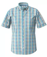 Koszule męskie - BRAX Męska koszula z krótkim rękawem Dan C Cotton Linen SLUB w kratkę koszula z krótkim rękawem, szara, M, Greece, M - miniaturka - grafika 1