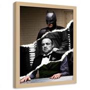 Plakaty - Plakat w ramie naturalnej FEEBY Batman i ojciec chrzestny kolaż, 50x70 cm - miniaturka - grafika 1