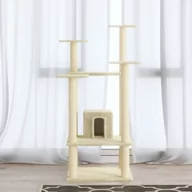 Drapaki dla kotów - vidaXL Lumarko Drapak dla kota ze słupkami sizalowymi, kremowy, 110 cm 171479 - miniaturka - grafika 1
