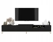 Szafki RTV - Komoda Rtv Glamour Nowoczesna Szafka Rtv Czarny Mat Ryflowane Fronty 300 cm - miniaturka - grafika 1
