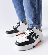 Botki damskie - Czarno-białe buty na grubszej podeszwie Harter -38 - miniaturka - grafika 1