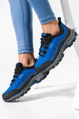 Buty trekkingowe damskie - Niebieskie buty trekkingowe damskie sznurowane z czarnymi dodatkami softshell Casu B2003-5 - miniaturka - grafika 1
