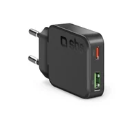 Ładowarki do telefonów - SBS TETRGANUSBTC30SLIM Slim GaN 30W 2XUSB Czarny - miniaturka - grafika 1