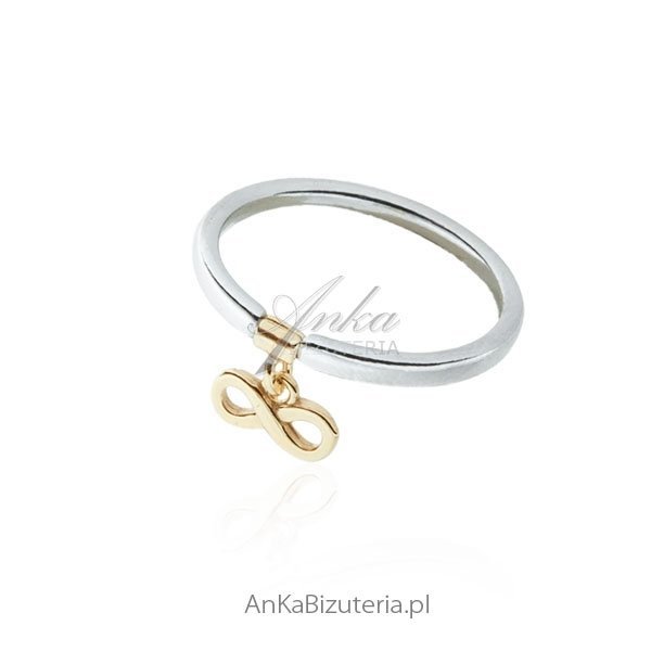 ankabizuteria.pl Pierścionek srebrny pozłacany z nieskończonością